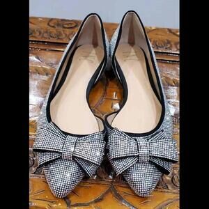 I.N.C. Maiyana Evening Bow Flats 9.5 M Excellent Condition Bling Sparkly Silver